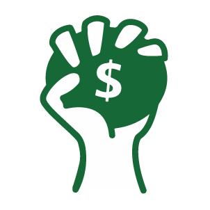 holding money with hand icon