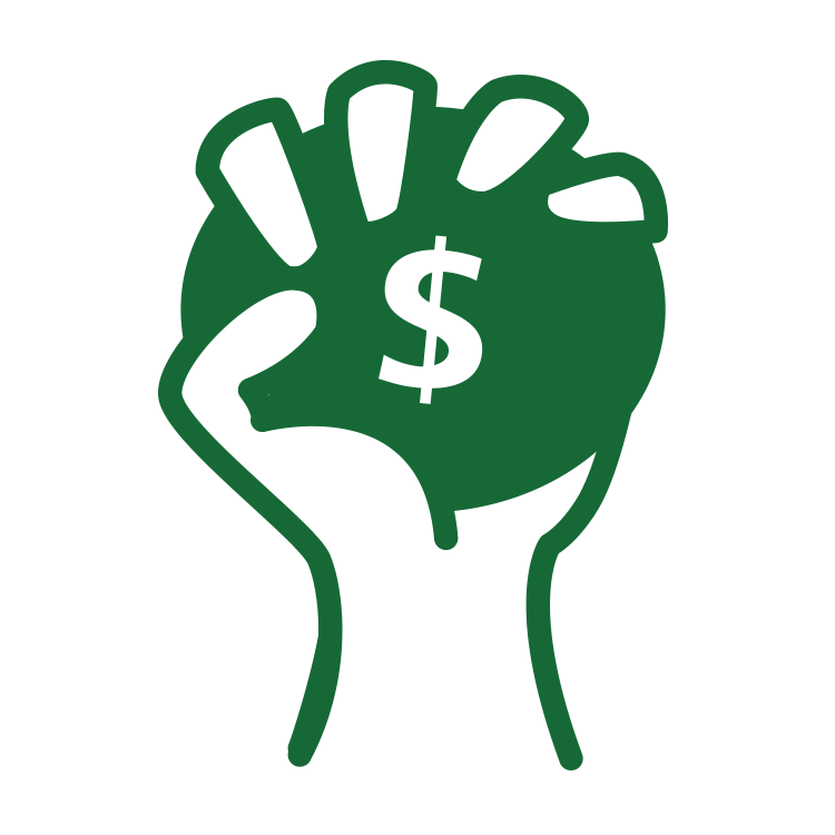 holding money with hand icon