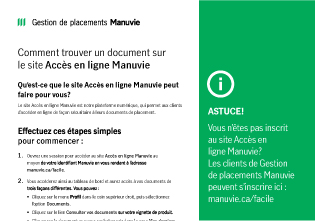 Instructions détaillées pour trouver et télécharger les documents de placement dans Accès en ligne Manuvie