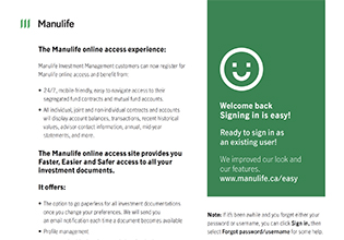 The Manulife online access experience for returning users - Manulife Investment Management
