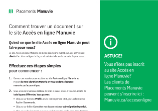 Instructions détaillées pour trouver et télécharger les documents de placement dans Accès en ligne Manuvie