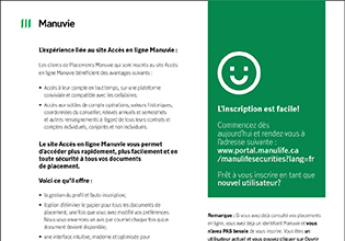 L’expérience liée au site Accès en ligne Manuvie pour nouveaux utilisateurs – Placements Manuvie